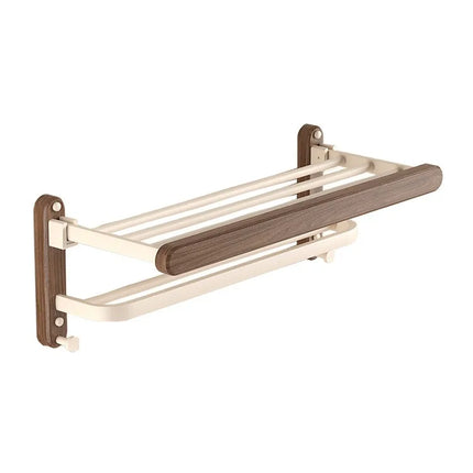 Walnut Cream Style White Towel Rack, No Punch Bathroom Shelf, Toilet, Wall Mounted, Washroom Storage, Bath Towel Holder by zapcart