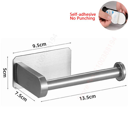 Wall Mount Toilet Towel Paper Holder Adhesive Black Silver Kitchen Roll Paper Stand Hanging Napkin Rack Bathroom Accessories WC by zapcart