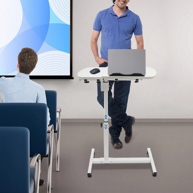 Computer Desk C-frame Design Table Stand, Adjustable Rolling Laptop Table, Adjustable Computer Desk Stand with Wheels by zapcart