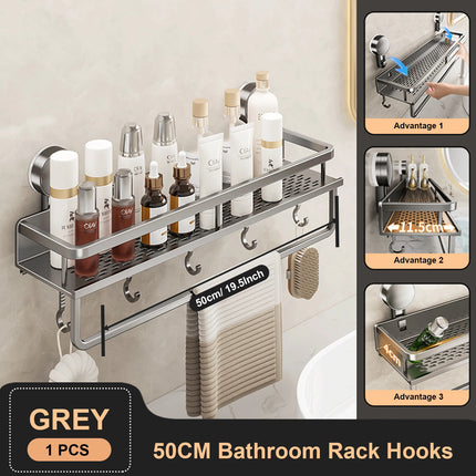 Suction Cup Bathroom Rack Bathroom Shelf Toilet Space Aluminum No Drill Hanging Rack Bathroom Organizer Hang On the Wall by zapcart