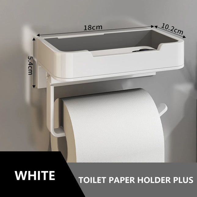 Toilet Paper Holder Space Aluminum Wall Mounted Black Toilet Paper Roll Holder Bathroom Accessories Hardware Decor Storage Shelf by zapcart