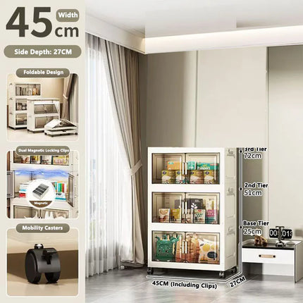 Foldable Multi-Layer Plastic Baby Wardrobe No-Install Clothing Storage Cabinet for Home Living Room Bedroom Portable Storage Box by zapcart