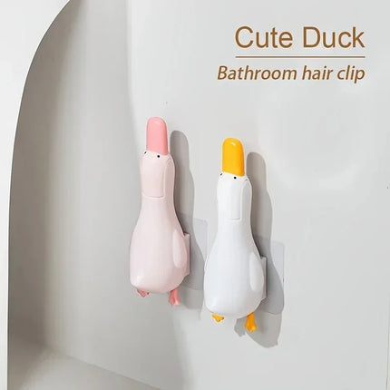 2-in-1 Hair Clip and Cleaning Clip with Duck Shape Design，Multi-functional Garbage Clip Wall-mounted for Bathroom and Kitchen by zapcart