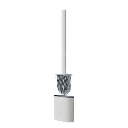 Black/White Silicone Toilet Brush Set with Flat Head Flexible Wall Mounted Bowl Cleaner And Holder for Bathroom WC by zapcart