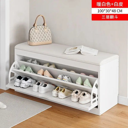 Tipping bucket shoe change stool household door shoe cabinet can sit integrated locker entry shoe stool simple shoe rack storage by zapcart