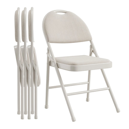 2/4/6 Pack Fabric Padded Folding Chairs Metal Frame Commercial Stackable Guest Chairs with Linen Cushion Back for Indoor Outdoor by zapcart