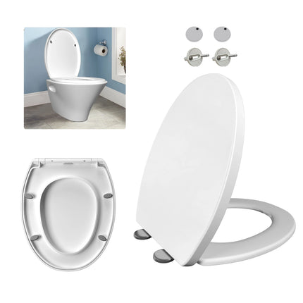 Toilet Seat in Oval Shape，Toilet Lid with Soft-Close Mechanism，Quick Release Attachment to the Top 360° Adjustable Hinges by zapcart