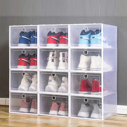 Transparent Stackable Shoe Storage Box Flip Lid Waterproof by zapcart