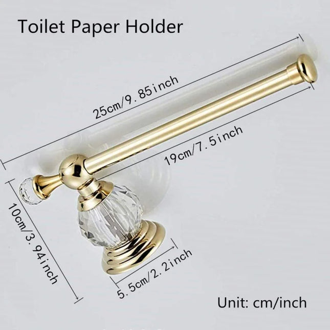 Crystal Toilet Paper Holder, Gold Toilet Roll Holder Modern Bathroom Accessories Zinc Alloy Tissue Hanger Wall Mounted by zapcart