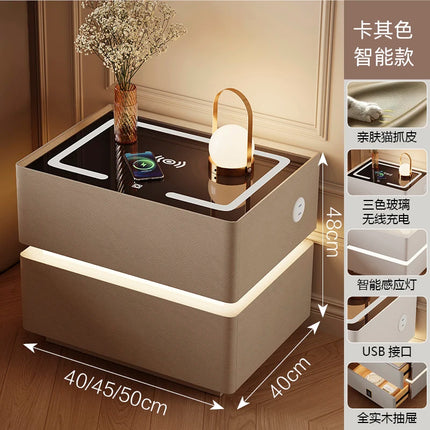 Floating LED Bedside Table Smart Nightstand with Wireless Charging Luxury Modern 2-Tier Storage Drawer Compact Bedroom Furniture by zapcart