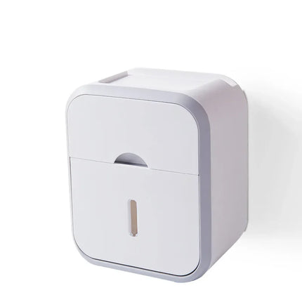 Storage Box Toilet Paper Organizer Waterproof High Capacity Dust-proof Punch-free Wall Mounted Roll Paper Bathroom Home Supplies by zapcart