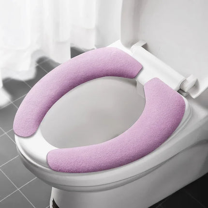 Toilet Seat Cover Soft Closestool Paste Solid Color Toilet Sticky Seat Pad Washable Bathroom Warmer Seat Lid Cover Pad Universal by zapcart