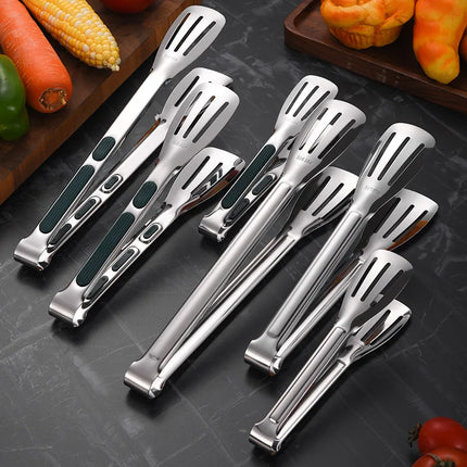 304 Stainless Steel Kitchen Tongs 7 9 12 Non Slip BBQ Salad Clip For Home Cooks by zapcart