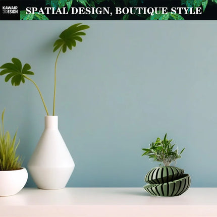 Eco-Friendly 3D Printed Flower Pot Irregular Geometric plant pot with Textured Lines for Tabletop Decor & Sustainable Gift by zapcart