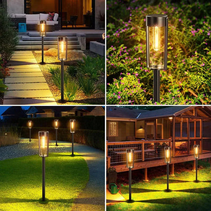 2/4/6Pcs Retro Solar Pathway Warm Lights Outdoor Waterproof Garden Incandescent Bulb for Walkway Yard Backyard Landscape Decor by zapcart