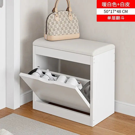 Tipping bucket shoe change stool household door shoe cabinet can sit integrated locker entry shoe stool simple shoe rack storage by zapcart