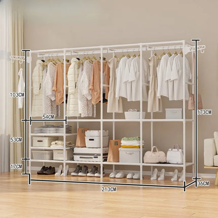 Simplecoat rack Multifunctional floor double row hanger Hanging hanger Drying rack Bedroom home reinforcement Stylish and simple by zapcart