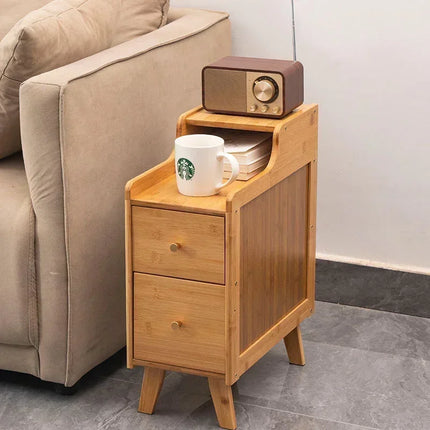 Bamboo Bedside Tea Table Creative Side Storage Cabinet Perfect for Bedroom Comfort Living Room Elegance Furniture by zapcart
