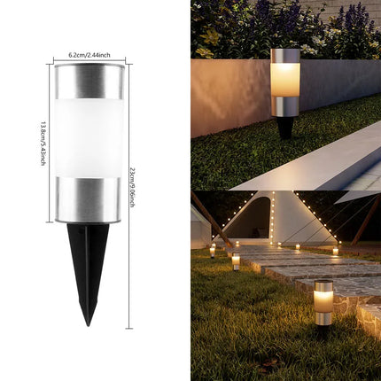 3pcs Solar Outdoor Garden Lights Stainless Steel Lawn Spike Light Waterproof for Gardens Villas Yards Driveways Patios Pathway by zapcart