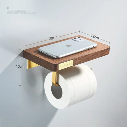 Walnut Wood Brushed Gold Bathroom Hardware Set Towel Rack Toilet Paper Holder Towel Bar Robe Hook Shelf Bathroom Accessories by zapcart