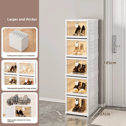 UVR Dustproof Shelf Multi-layer Integrated Foldable Shoe Organizer Large Capacity Snack Storage Box Household Shoe Cabinet by zapcart