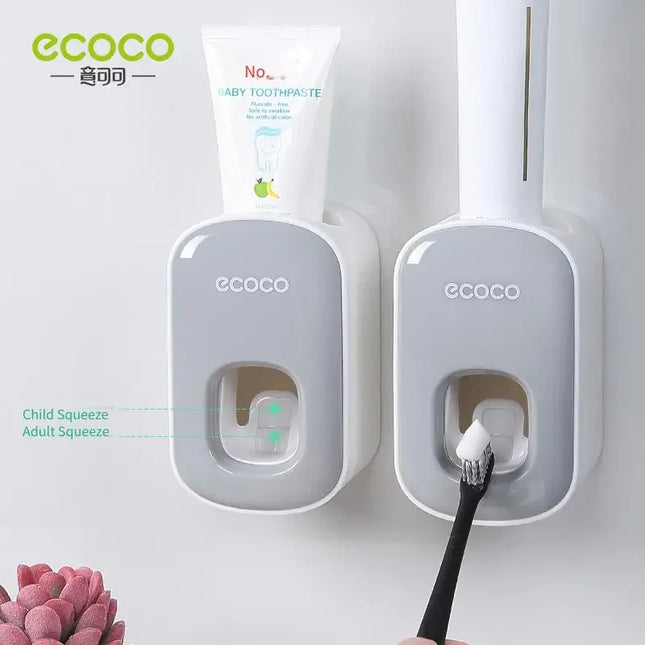 Wall Mounted Bathroom Automatic Toothpaste Dispenser Punch-Free No Nail Squeezer Toothbrush Oral Care Product Storage Tool by zapcart