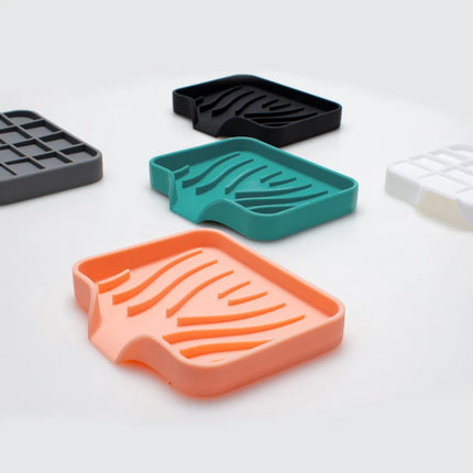 Silicone Soap Dish for Bathroom Self Draining Soap Bar Holder Kitchen Sink Soap Dish Sponge Drain Pad Countertop Soap Dispenser by zapcart