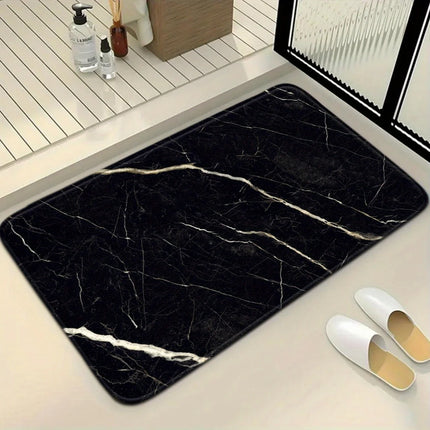Golden Crack Luxury Black Marble Bathroom Set - Soft Non Slip Contour Mat, Toilet Lid, and Bath Mat for Elegant Home Decor by zapcart