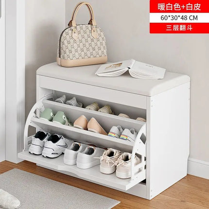 Tipping bucket shoe change stool household door shoe cabinet can sit integrated locker entry shoe stool simple shoe rack storage by zapcart