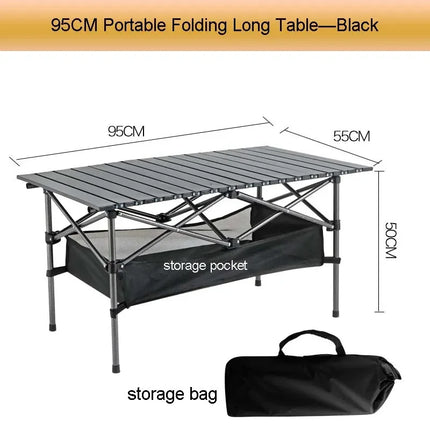 Outdoor Folding Long Table Portable Storage Universal Camping Space Saving Desk Easy To Install with Net Sturdy and Stable Table by zapcart