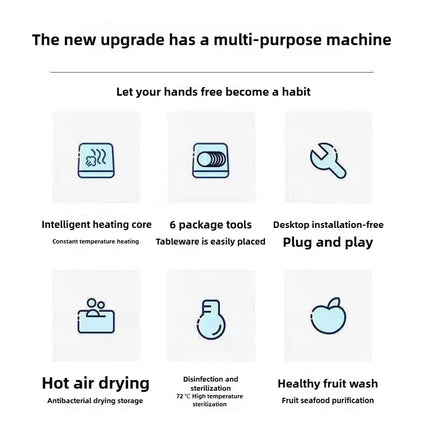Small Desktop Dishwasher, Household Installation-free, Fully Automatic Intelligent Disinfection and Drying 6 Sets of Dishwashers by zapcart