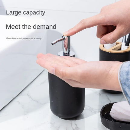 4Pcs/Set Soap Dispenser Box Toilet Brush Lotion Bottle Trash Can Bamboo Plastic Bathroom Storage Set Toothbrush Cup Holder by zapcart