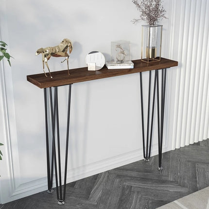 Modern Console Table, Solid Wood & Iron Entryway Table, Slim Hallway Sofa Table, Stylish Narrow Sideboard for Living Room by zapcart