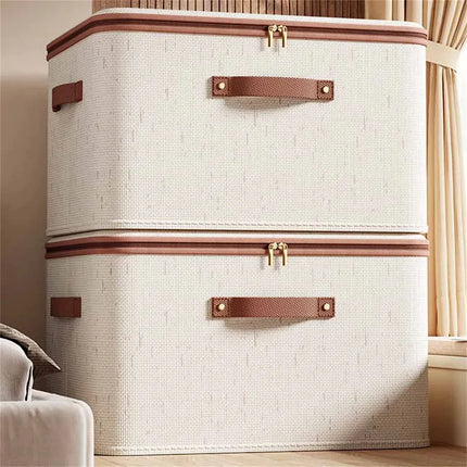 Linen Zipper Storage Boxes – Large Capacity Non-Woven Fabric Organizer Bins for Clothes & Home Storage by zapcart