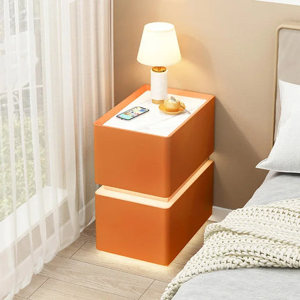 Wireless Charging Smart Bedside Table Modern Solid Wood Drawer Cabinet Floating Narrow Nightstand Minimalist Bedside Storage by zapcart