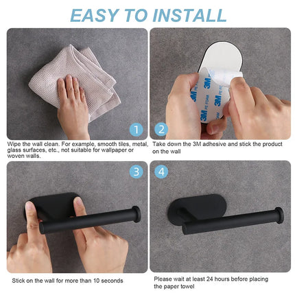 Adhesive Toilet Paper Holder Stainless Steel Tissue Hanger Waterproof Toilet Paper Stand Bathroom Accessories Paper Towels Hold by zapcart