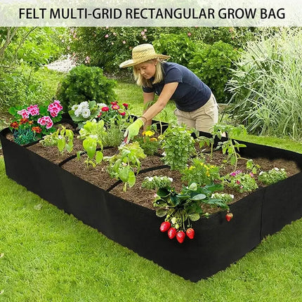 Garden Planting Bag Multi-gird Felt Growing Bag Rectangle Planting Nursery Pot Vegetable Tomato Potato Planting Container Plant by zapcart