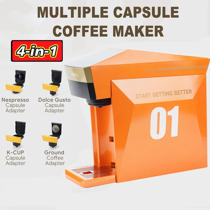Capsule Coffee Machine 4 in 1 Compatible with DG Nes illy Capsule Pod Ground Coffee Cafeteria 19Bar Coffee Maker icafilas by zapcart