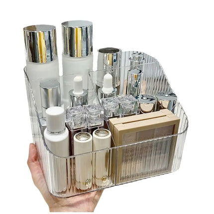 High Quality Plastic Makeup Organizer Transparent Lightweight Versatile Storage Box 3/4-Slot Washable Vanity Case by zapcart