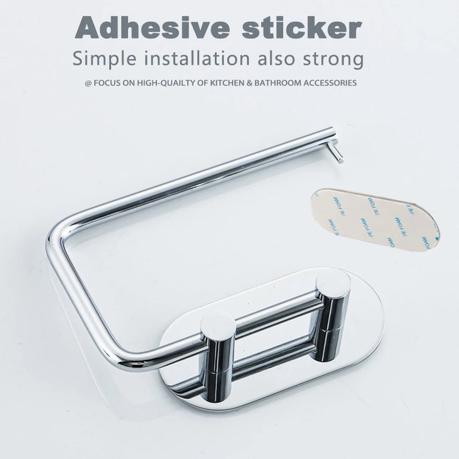 Stainless Steel Self Adhesive Toilet Paper Holder No Drilll Wc Wall Tissue Storage Bathroom Accessories Organization by zapcart