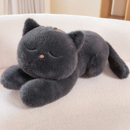 Black Cat Plush Pillow Soft Stuffed Lying Cat Cushion Cute Sleeping Cat Design Lovely Birthday Gift Idea for Cat Lovers by zapcart