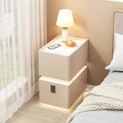 Wireless Charging Smart Bedside Table Modern Solid Wood Drawer Cabinet Floating Narrow Nightstand Minimalist Bedside Storage by zapcart