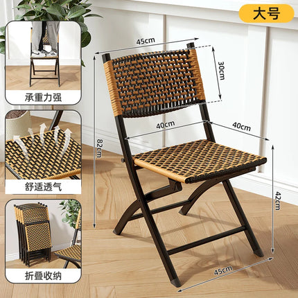 ‌Rattan Folding Lounge Chair, Waterproof Sun-Resistant Recliner, Breathable Oversized Seat, Portable Quiet Balcony Sofa by zapcart