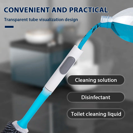 Water Spray Silicone Toilet Brush 40cm Long Handle Refillable Silicone TPR Brush With Wall-Mounted Bathroom Cleaning Accessories by zapcart