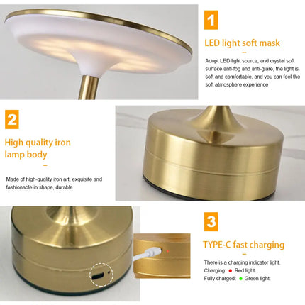 LED Table Lamp Touch Sensor Night Light USB Rechargeable Portable Bedroom Night Light Wireless Reading Lamp Restaurant Hotel Bar by zapcart
