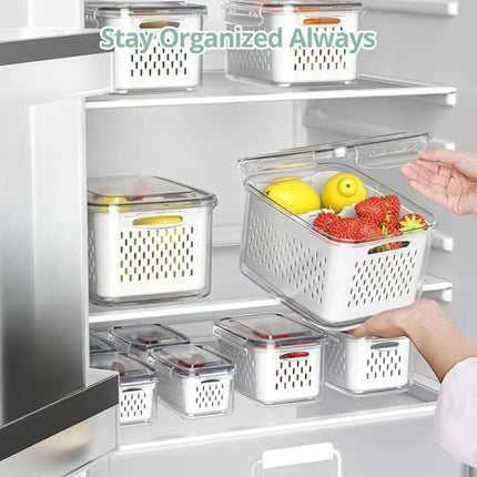 17 Piece Food Storage Containers for Kitchen Organization Includes 7 Lids 7 Boxes 3 Drain Baskets Ideal for Fruits Vegetables by zapcart