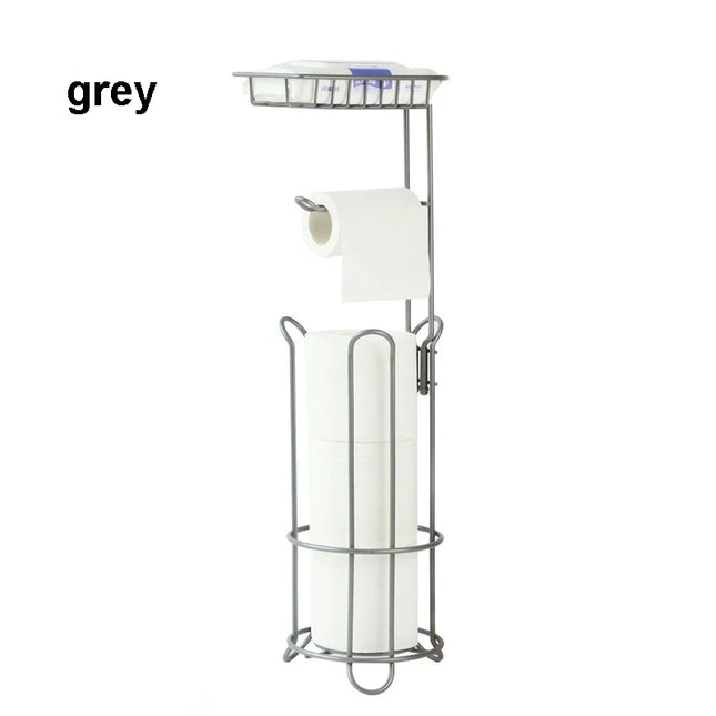 Toilet Paper Holder Stand Bathroom Toilet Paper Storage with Raised Base, Tissue Paper Roll Dispenser with Top Shelf by zapcart