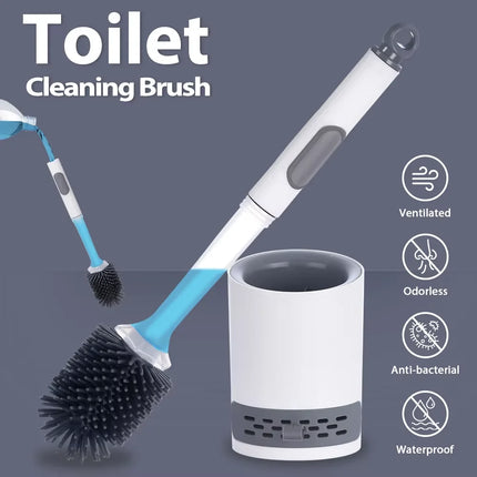 Water Spray Silicone Toilet Brush With Wall-Mounted Breathable Silicone TPR Brush 40cm Long Handle Bathroom Cleaning Accessories by zapcart