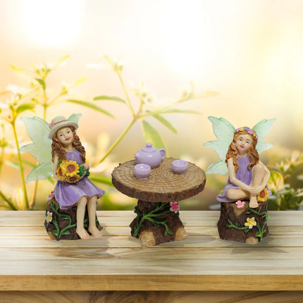 1 Set Summer Tea Party Vacation Flower Fairy, Interesting Scene Simulation Micro Landscape Decoration Statue, Outdoor Fairy Gard by zapcart