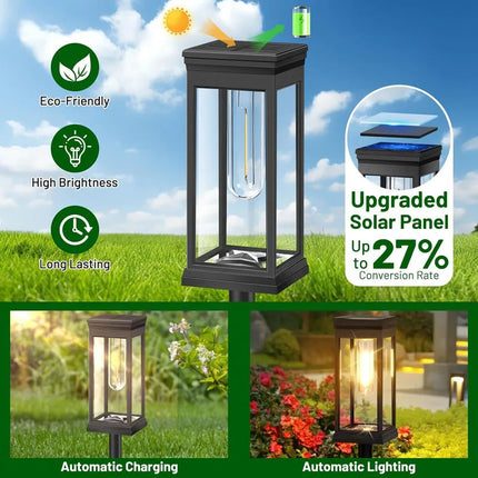 2/4/6Pcs Retro Solar Pathway Warm Lights Outdoor Waterproof Garden Incandescent Bulb for Walkway Yard Backyard Landscape Decor by zapcart